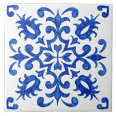 Carreau Portuguese Blue Tile central round medallion (Devant)