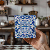 Carreau Portuguese Tile Art Coasters Vibrant Blue & White
