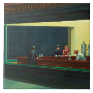 Carreau Poster du repas du soir Vintage Edward Hopper
