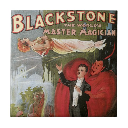 Carreau Poster magique vintage, Grand Magicien Blackstone (Devant)