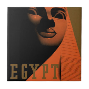 Carreau Poster Vintage voyage avec Sphinx, Egypte, Afrique