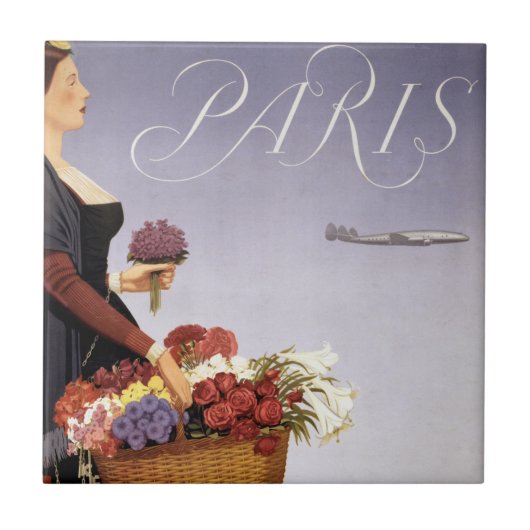 Carreau Poster Vintage voyage, Paris Via Constellation (Devant)