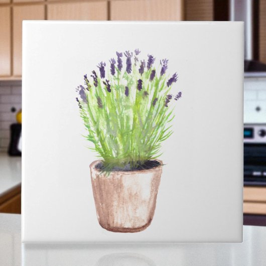 Carreau Pot de lavande plante aquarelle cuisine