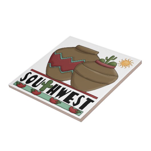 Carreau Poterie d'argile, usines de cactus, Chilis - (Côté)