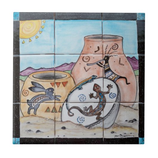 Carreau Poterie indienne du sud-ouest Kokopelli Lizard Rab (Devant)