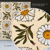 Carreau Poteries Marguerites Fleurs blanches et vertes san
