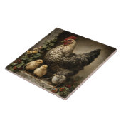Carreau Poule rustique avec poussins (Côté)