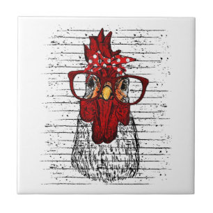 Carreau Poulet avec bandeau bandana et lunettes mignon