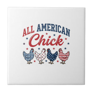 Carreau Poulet patriotique tout américain Design de t-shir