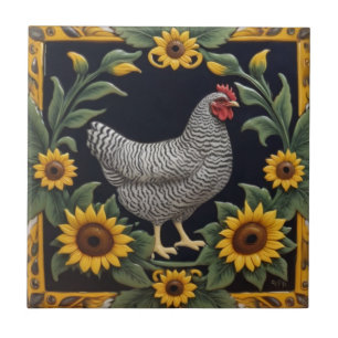 Carreau Poulet Tournesol - Poule Grise & Tournesols