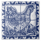 Carreau Poulets Hen Rustique Bleu Blanc Delft Dedham Vinta (Devant)