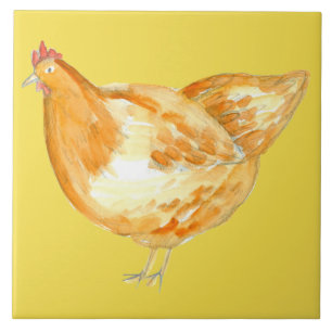 Carreau Poulets jaunes, poule