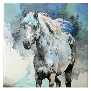 Carreau Pouliche Appaloosa fringante Aquarelle
