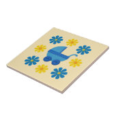 Carreau Poupée bébé bleu printemps, jaune, fleurs bleues (Côté)