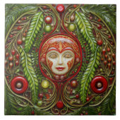 Carreau Poupée de Noël Marbre rouge et vert (Devant)