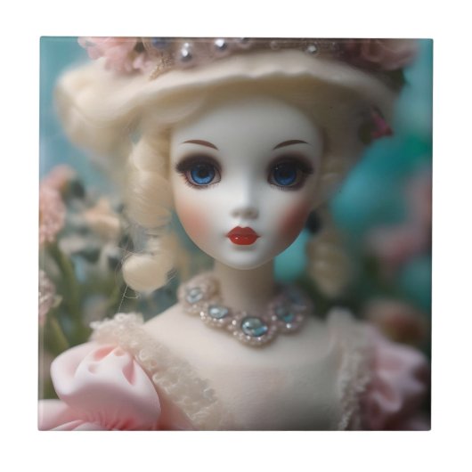 Carreau Poupée Vintage bleue, (Devant)