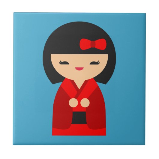 Carreau Poupées japonaises Red Kokeshi (Devant)