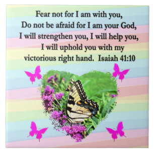 CARREAU POURPULAIRE BROUILLÉ ISAIAH 41:10 BIBLE VERS