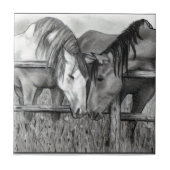 Carreau Pousser du nez de chevaux : Dessin au crayon, (Devant)