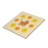 Carreau poussette de bébé orange printemps, jaune, fleurs (Côté)