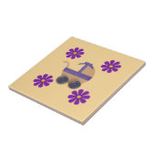 Carreau Poussette de bébé pourpre printemps, fleurs violet (Côté)