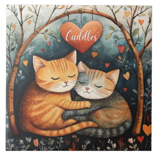 Carreau Poussettes et Kitty Love Illustration Art