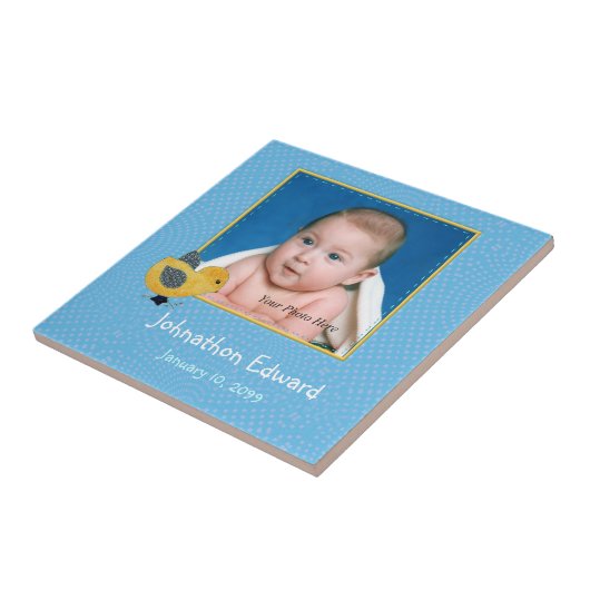 Carreau Poussin mignon de bébé d'Annoucement de naissance (Côté)