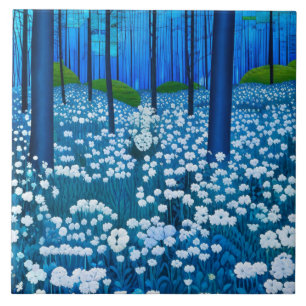 Carreau Prairie de fleurs sauvages de la forêt bleue au cl