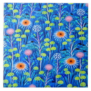 Carreau Prairie de fleurs sauvages Fantaisie Bleue