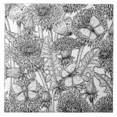 Carreau Pré Dandelion en noir et blanc (Devant)