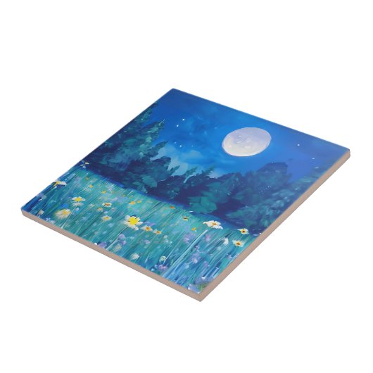 Carreau Pré et forêt sous une Pleine lune (Côté)