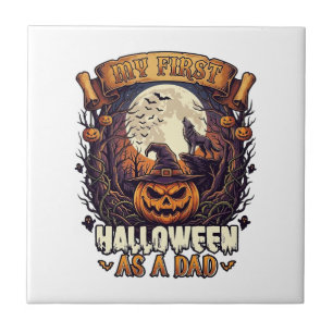 Carreau Premier Halloween en tant que papa citrouille loup