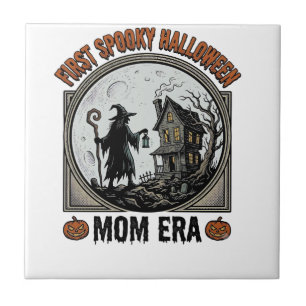 Carreau Première Maman Halloween Gravure Vintage Sorcière