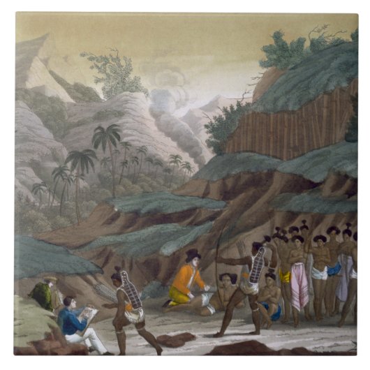 Carreau Première rencontre des explorateurs français avec (Devant)