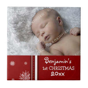 Carreau Première tuile de souvenir de photo de Noël du
