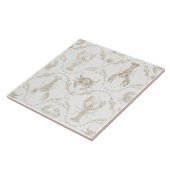 Carreau Preppy Coastal Lobsters and Crabs in Sandy Beige (Côté)