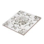 Carreau Preppy Hydrangea Bow Beige Seamless Toile Motif (Côté)