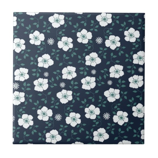 Carreau Pretty Blue and White Floral Pattern (Devant)