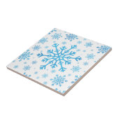 Carreau Pretty Blue Christmas Snowflakes sur Winter White  (Côté)