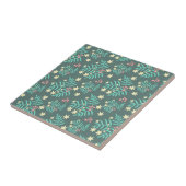 Carreau Pretty Botanical Leaves and Berries Blue Pattern (Côté)