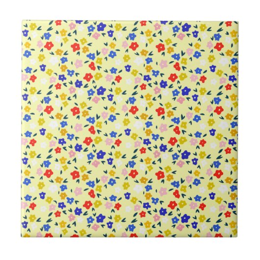 Carreau Pretty Dainty Cute Floral on Pastel Yellow (Devant)