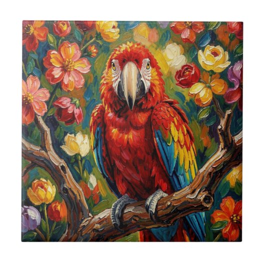 Carreau Pretty Impasto Macaw Parrot  (Devant)