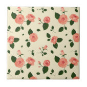 Carreau Pretty Pink Roses Pastel Pink Pattern (Devant)
