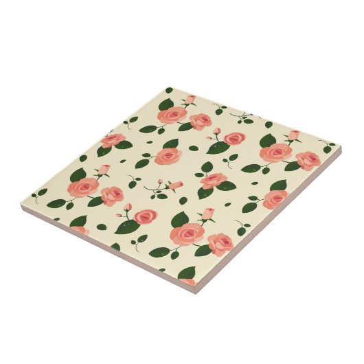 Carreau Pretty Pink Roses Pastel Pink Pattern (Côté)