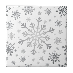 Carreau Pretty Silver Flammes de neige de Noël en hiver b