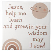 Carreau Prière chrétienne pour enfants Brown & blanc | (Devant)