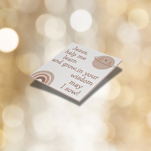 Carreau Prière chrétienne pour enfants Brown & blanc |