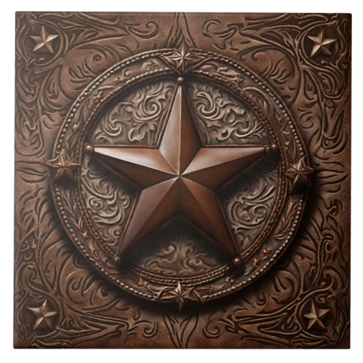 Carreau Primitif Cowboy Brown Pays Western Texas Star (Devant)