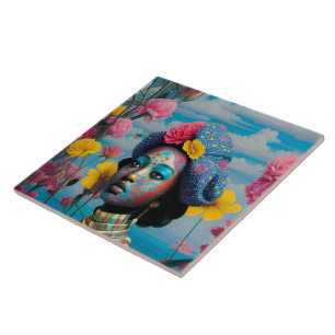 Carreau Princesse avec peinture colorée au visage