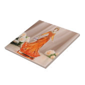 Carreau princesse en verre cristal avec robe orange (Côté)